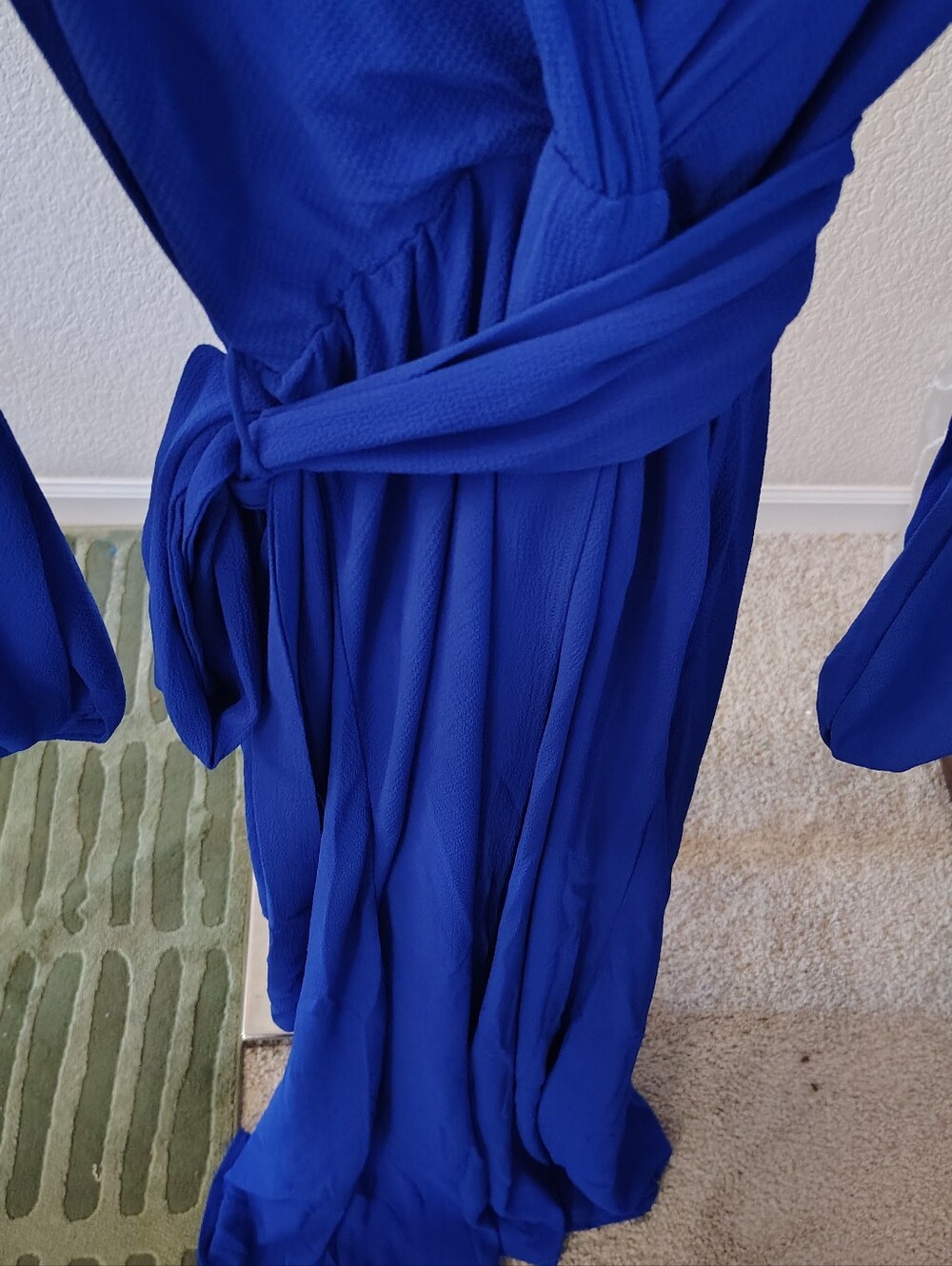 Nwt Meghan LA Los Angeles Dress M Royal Blue V-Neck Self Tie Wrap Maxi Small - Picture 5 of 7